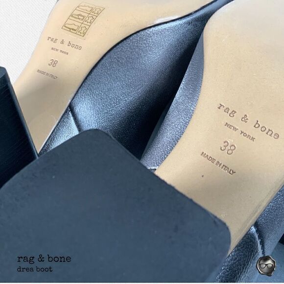 RAG & BONE DREA METALLIC NAPPA LEATHER ANKLE BOOT IN GUNMETAL NIB - Picture 8 of 15